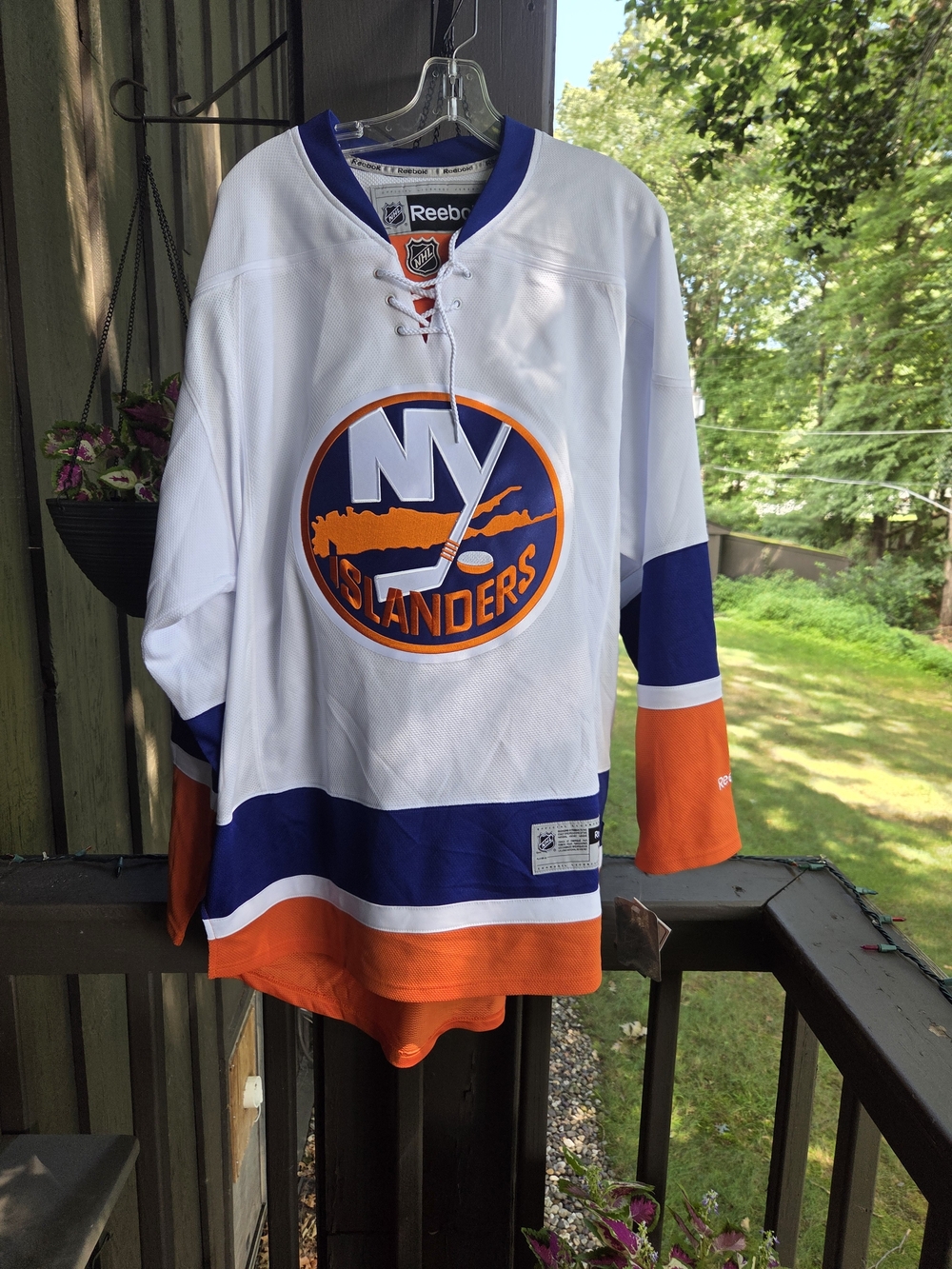 Mens New Reebok White Blue Orange New York Islanders Hockey Jersey Size L